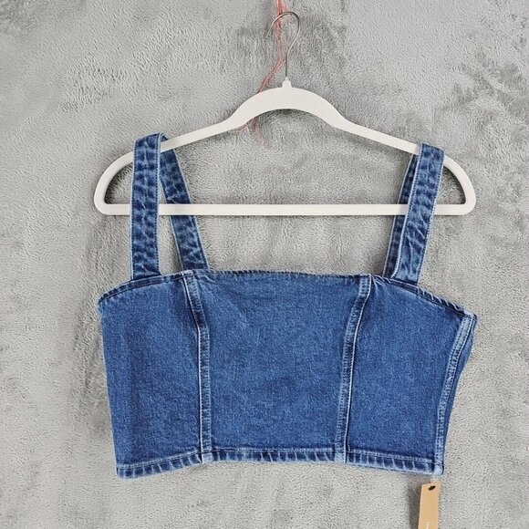 Reformation Sunny Denim Two Piece Set Womens Size 6 Blue Organic Cotton Crop NWT - Picture 7 of 16